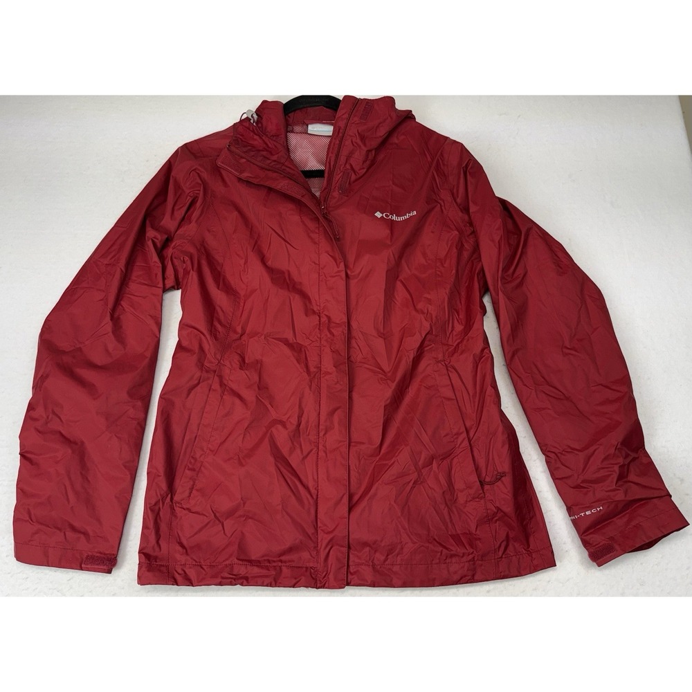 Columbia Women's Arcadia II Rain Jacket Red Waterproof Hooded Shell RL2436 Med